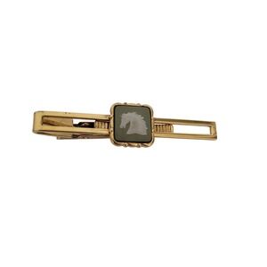 Vintage Wedgwood Jasperware Horse Cameo Tie Clip Gold Tone Made in England